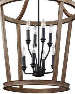 Feiss F3040 8wow Lorenz 8 Light Chandelier In Weathered Oak Wood